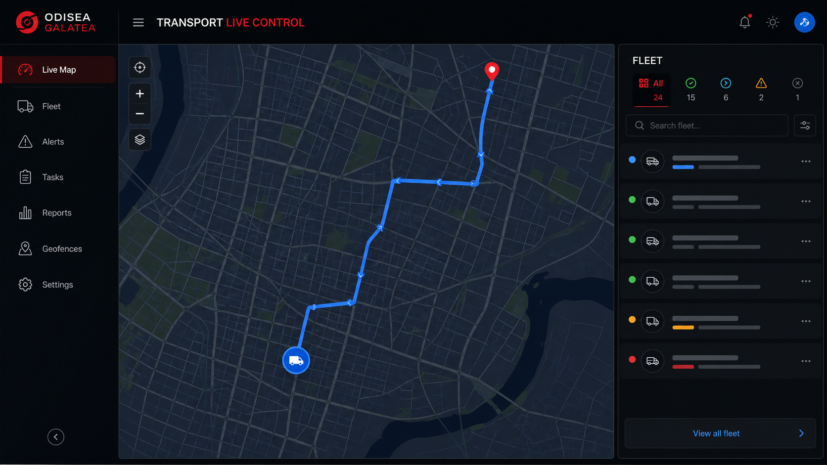 Mapa en vivo de Transport Live Control